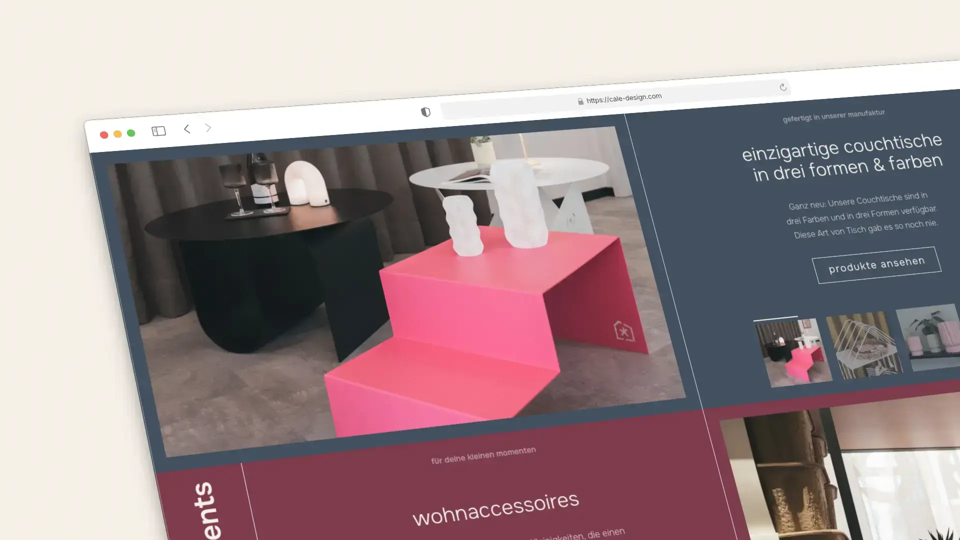cale design - Desktop Landingpage Collection Overview