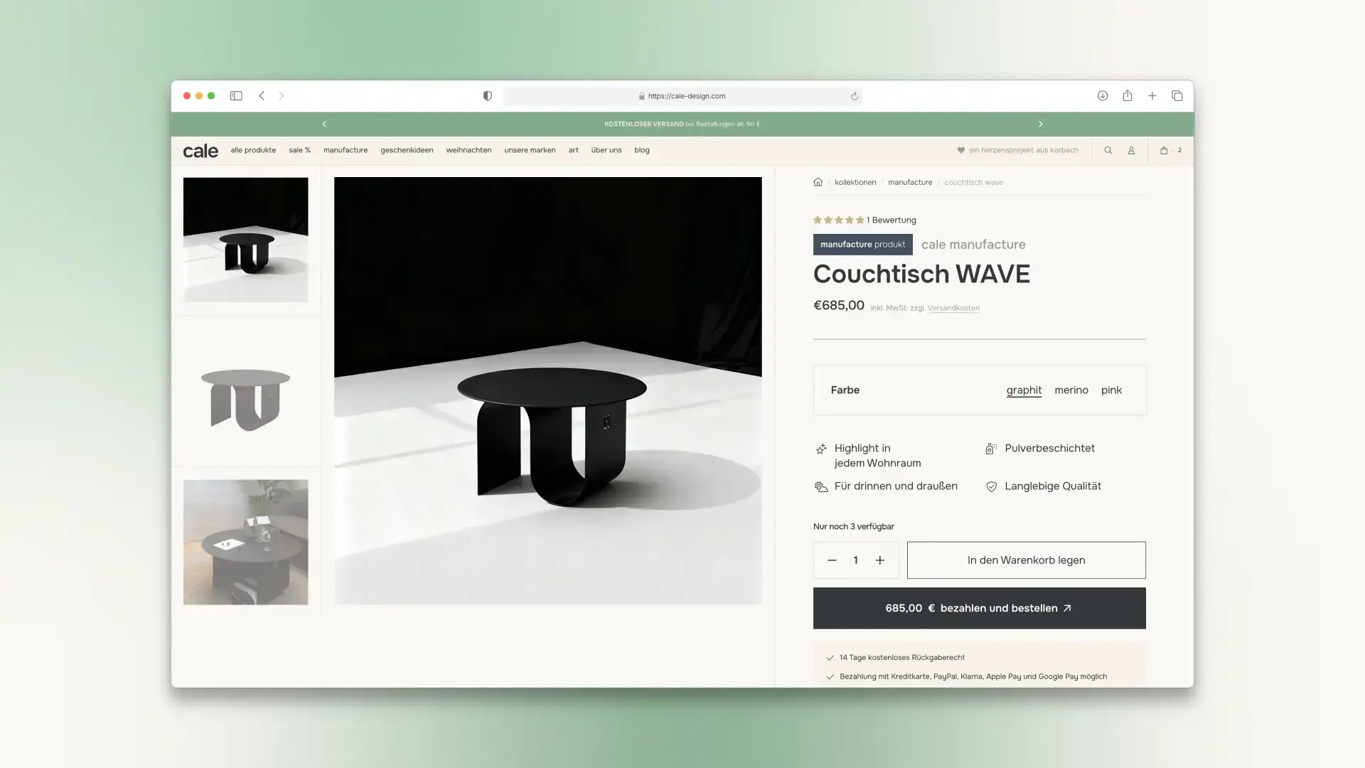 cale design - Desktop Product Detail Page