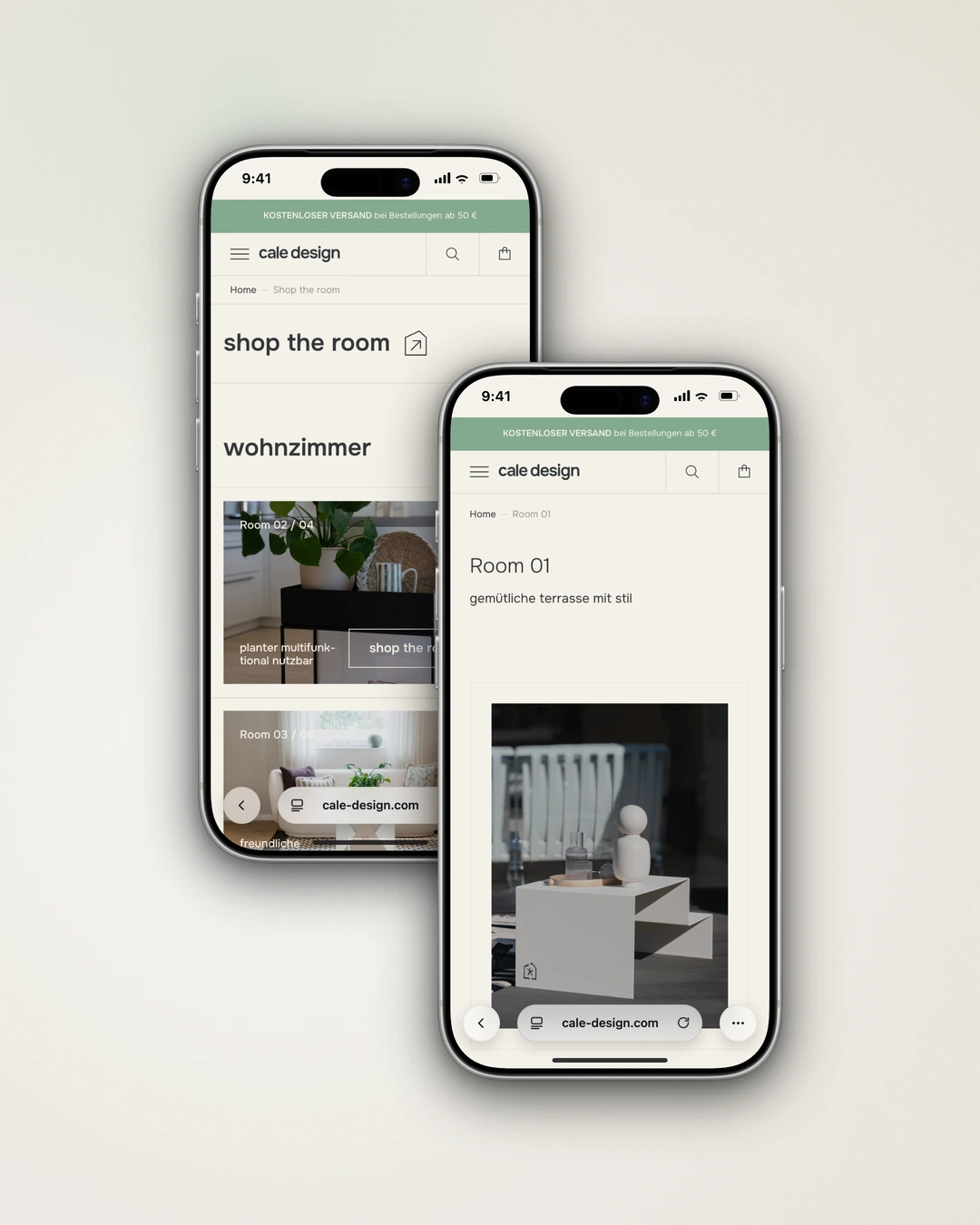 cale design - Mobile Shop the Room Overview and Room 01 Collection with Interior Photography