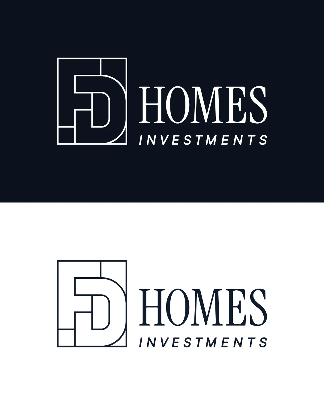 FD Homes Investments - Horizontal Logo on Night Blue and on White