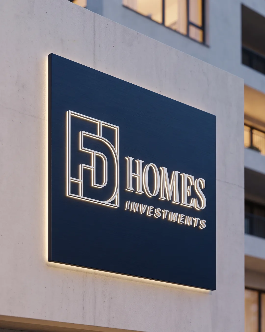 FD Homes Investments - Illuminated Sign on the Facade