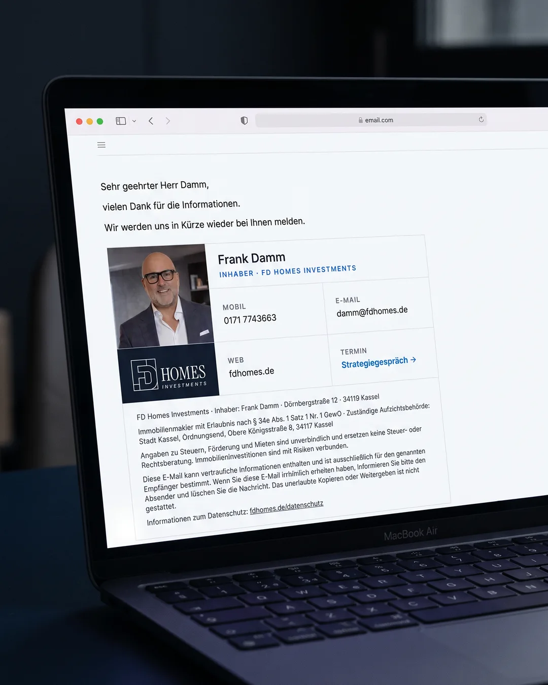 FD Homes Investments - Email Signature with Portrait and Logo