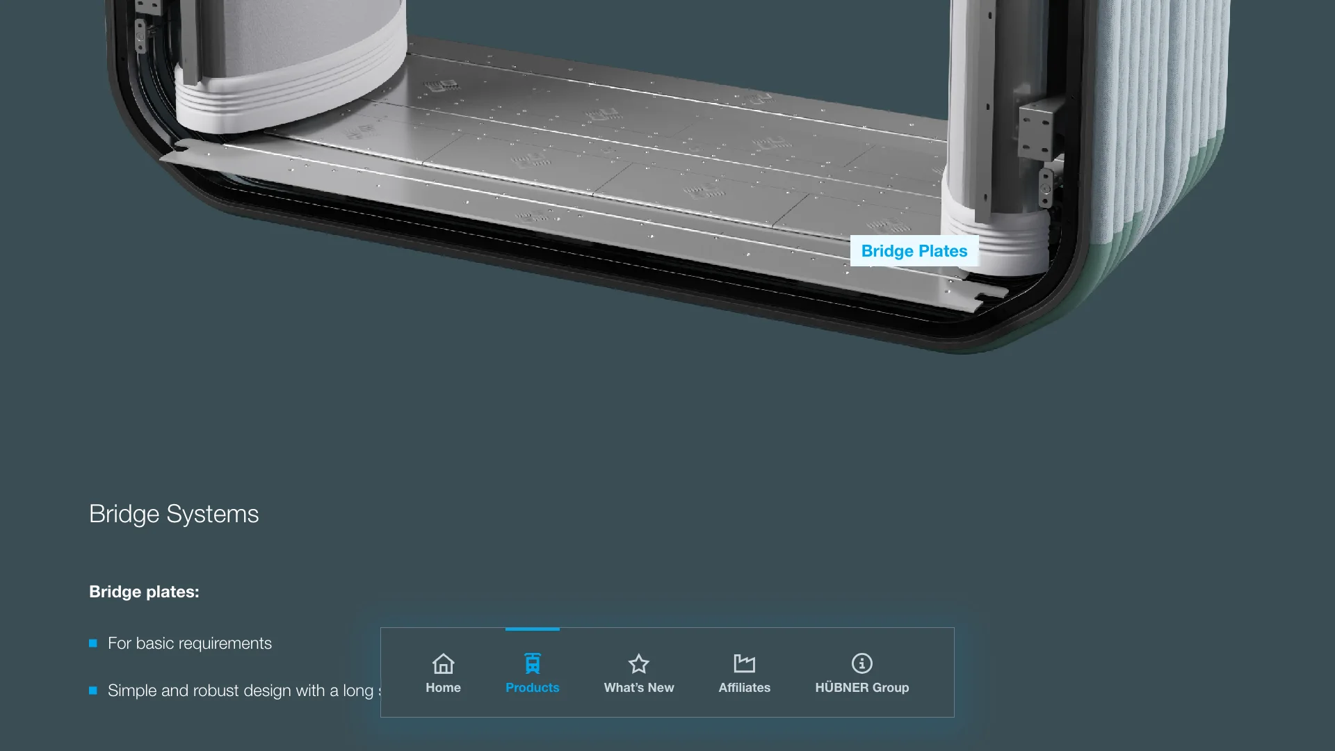 HÜBNER Group - Bridge Systems with Labelled 3D Rendering of the Bridge Plates
