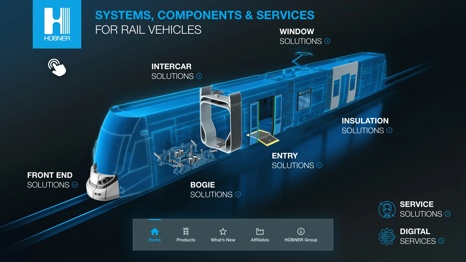 HÜBNER Group - Rail App Home Screen in Full HD