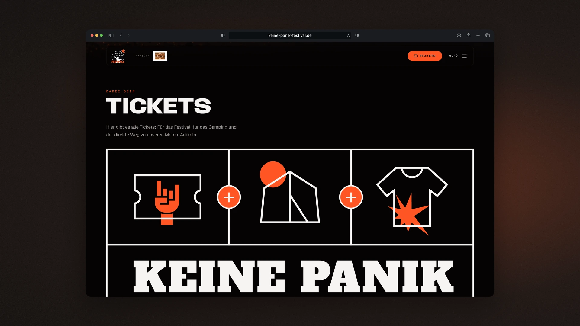 Keine Panik Festival - Desktop Tickets Section: Festival, Camping and Merch in One Order