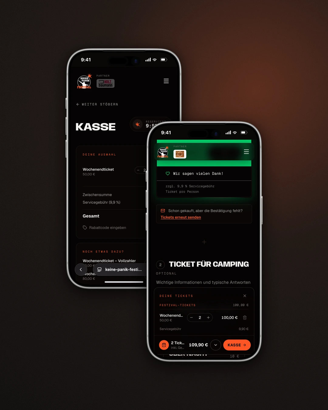 Keine Panik Festival - Mobile Open Cart Sheet and Checkout with the Reservation Timer