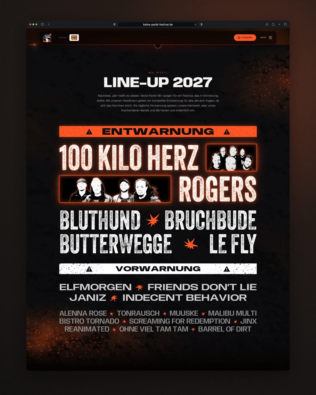 Keine Panik Festival - Desktop Line-up 2027 in Full, Set Like the Festival Poster