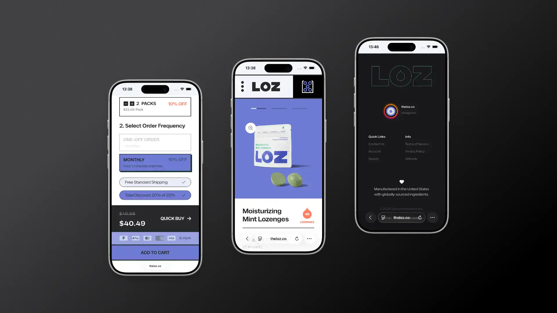 Loz - Mobile Product Page and Footer Area