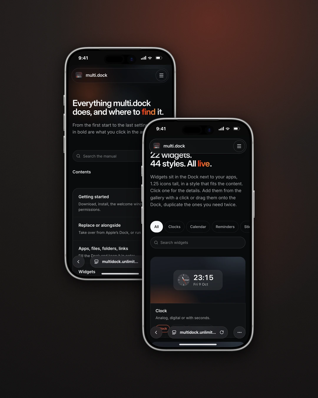 multi.dock - Mobile Manual and Widgets Section