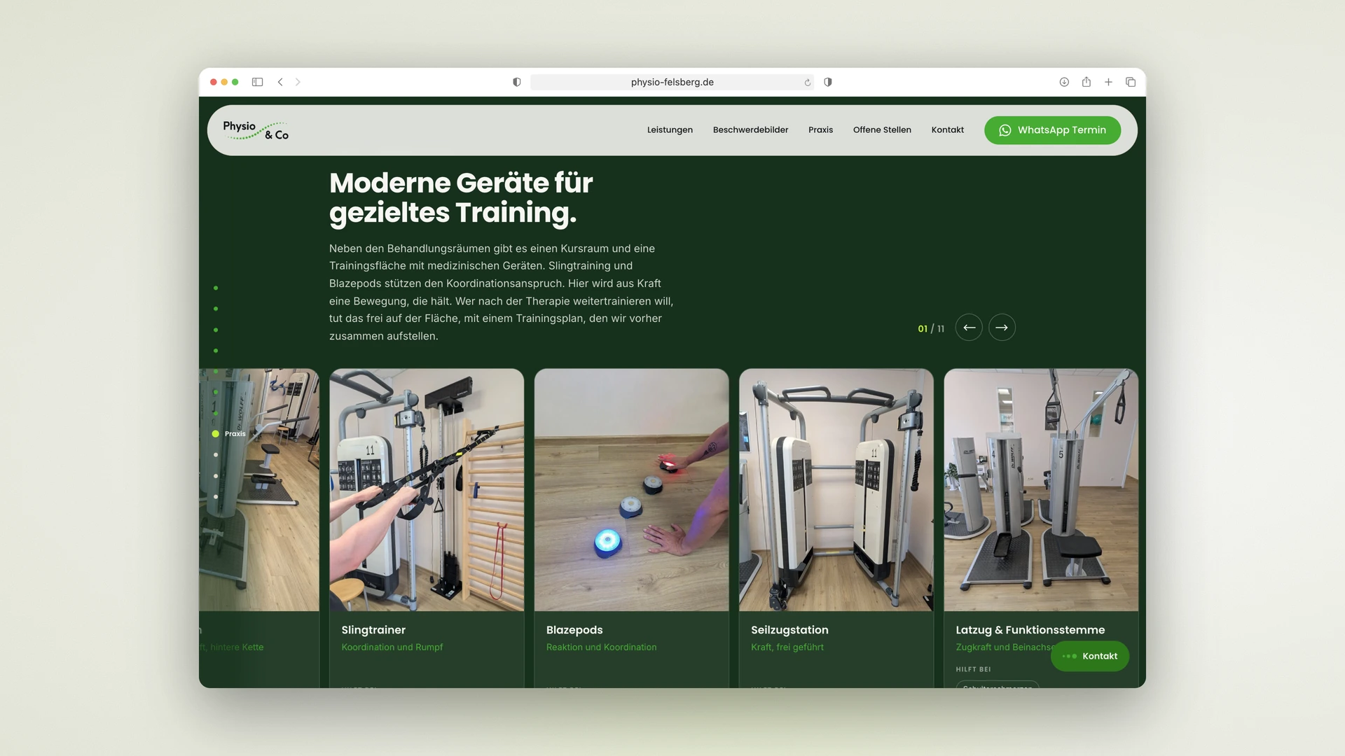 Physio & Co Felsberg - Desktop Training Area with Endless Equipment Gallery