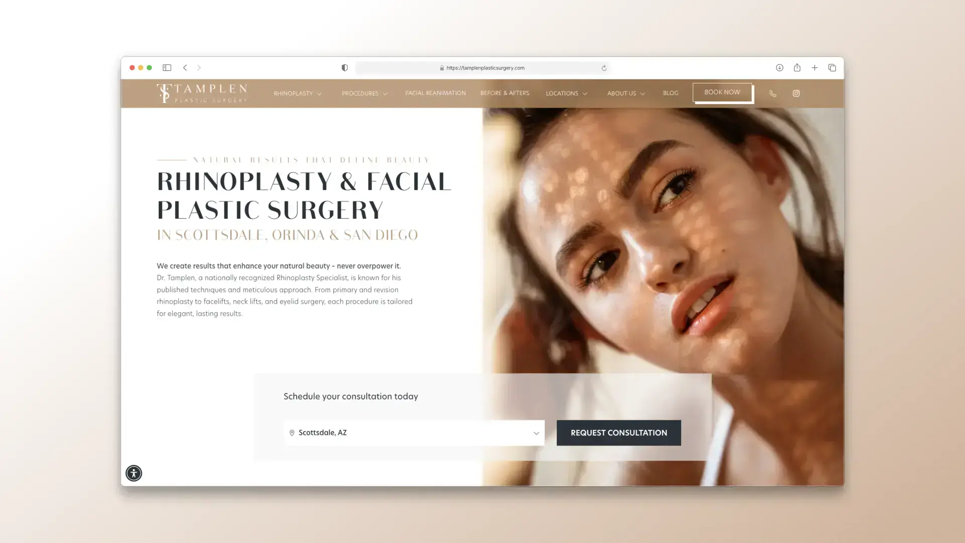 Tamplen Plastic Surgery - Desktop Landingpage Hero Area