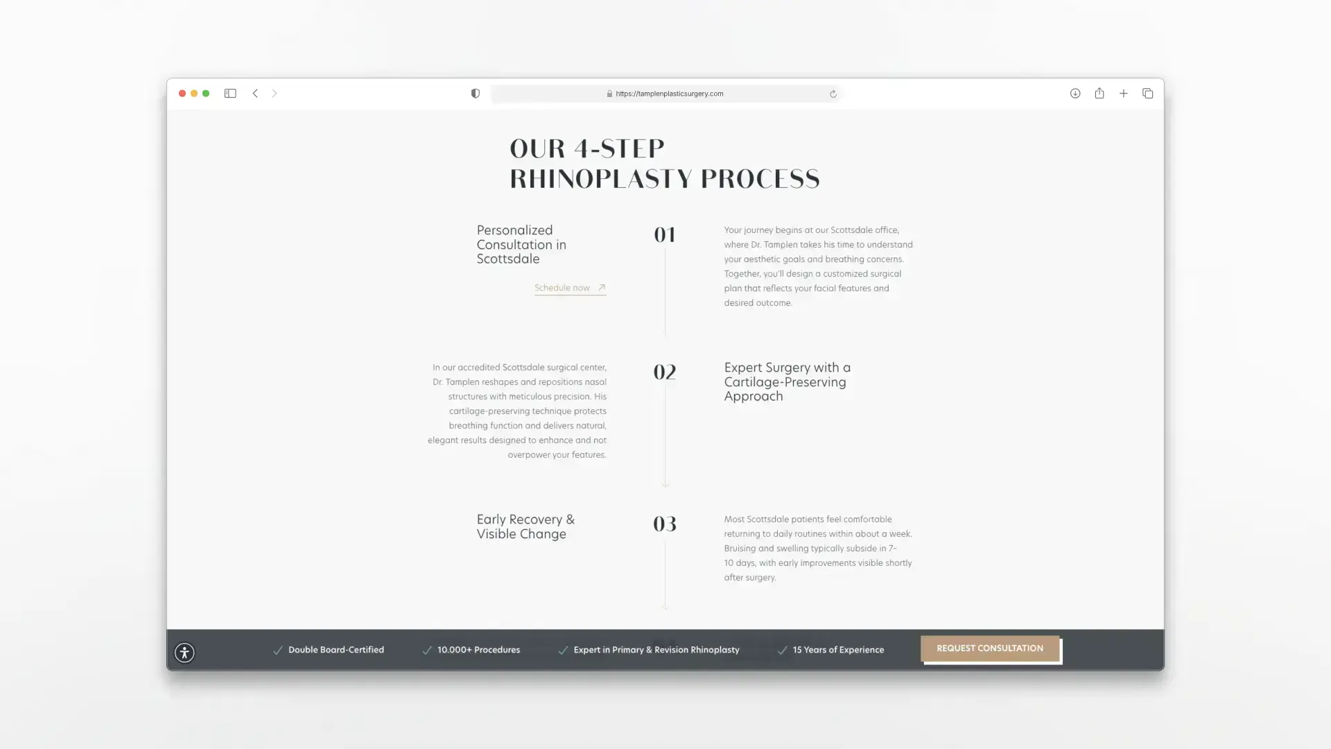 Tamplen Plastic Surgery - Desktop Procedures Page - Four Step Process