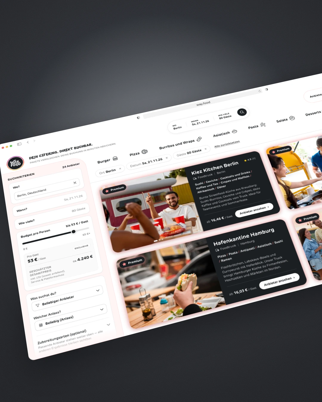 Foodtruck & Catering Buchungsplattform