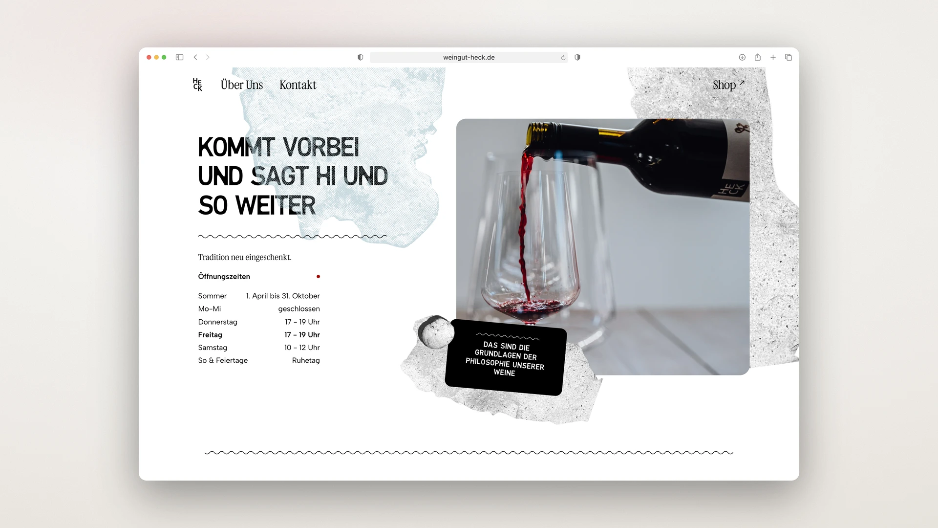Weingut Heck - Desktop Winery Stage with Opening Hours