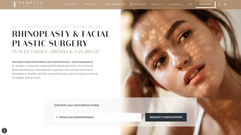 Tamplen Plastic Surgery website preview